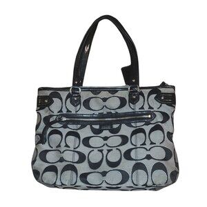 Coach Coach Black/Grey Daisy Outline Canvas and Leather Emma Tote.